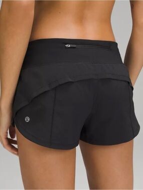 lululemon Speedup ,Black Athletic Running Shorts with Back Zip Pocket